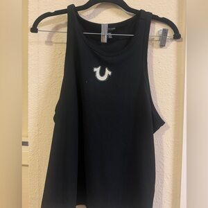 True Religion Black Muscle Tee with White Logo